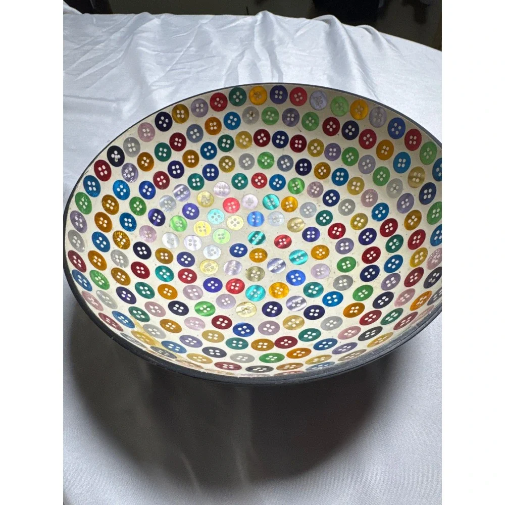 Button Mosaic Bowl 7in Excellent Button Mosaic Decor white